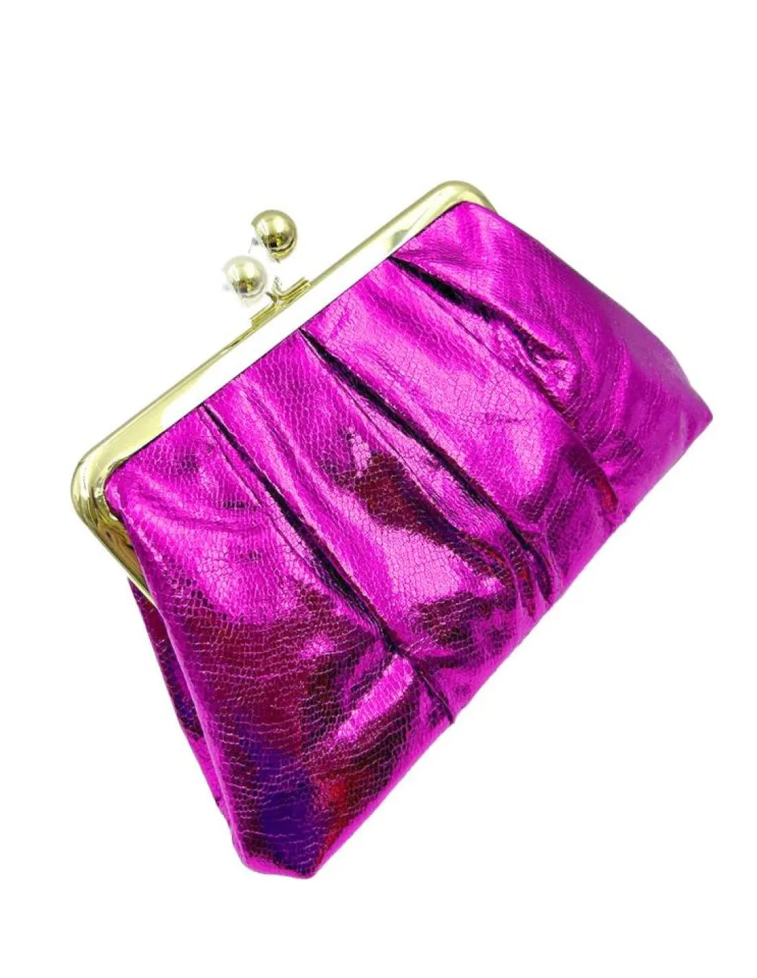 BOLSOS BODA MORADOS METALIZADOS CON CIERRE VINTAGE DORADO