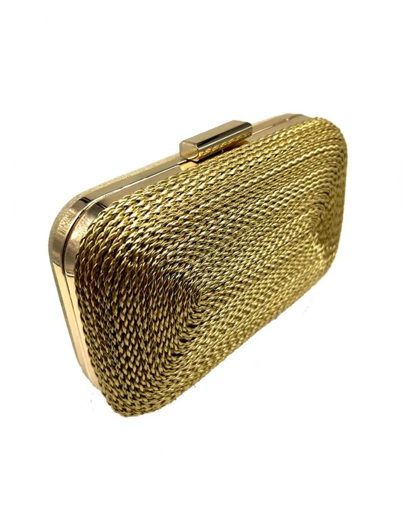 BOLSOS DE FIESTA DORADOS ORIGINALES CON CORDON TRENZADO
