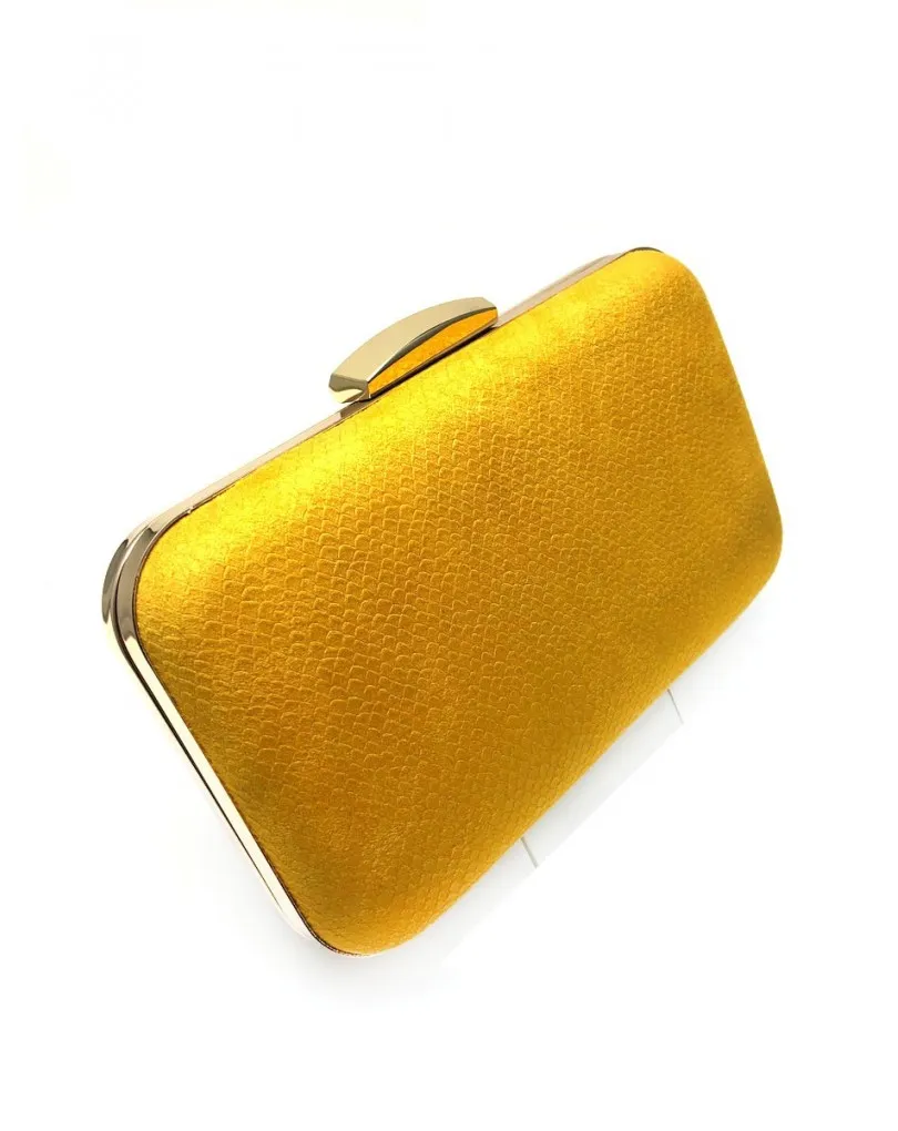 BOLSOS DE FIESTA MOSTAZAS EN ANTELINA DIBUJO SERPIENTE