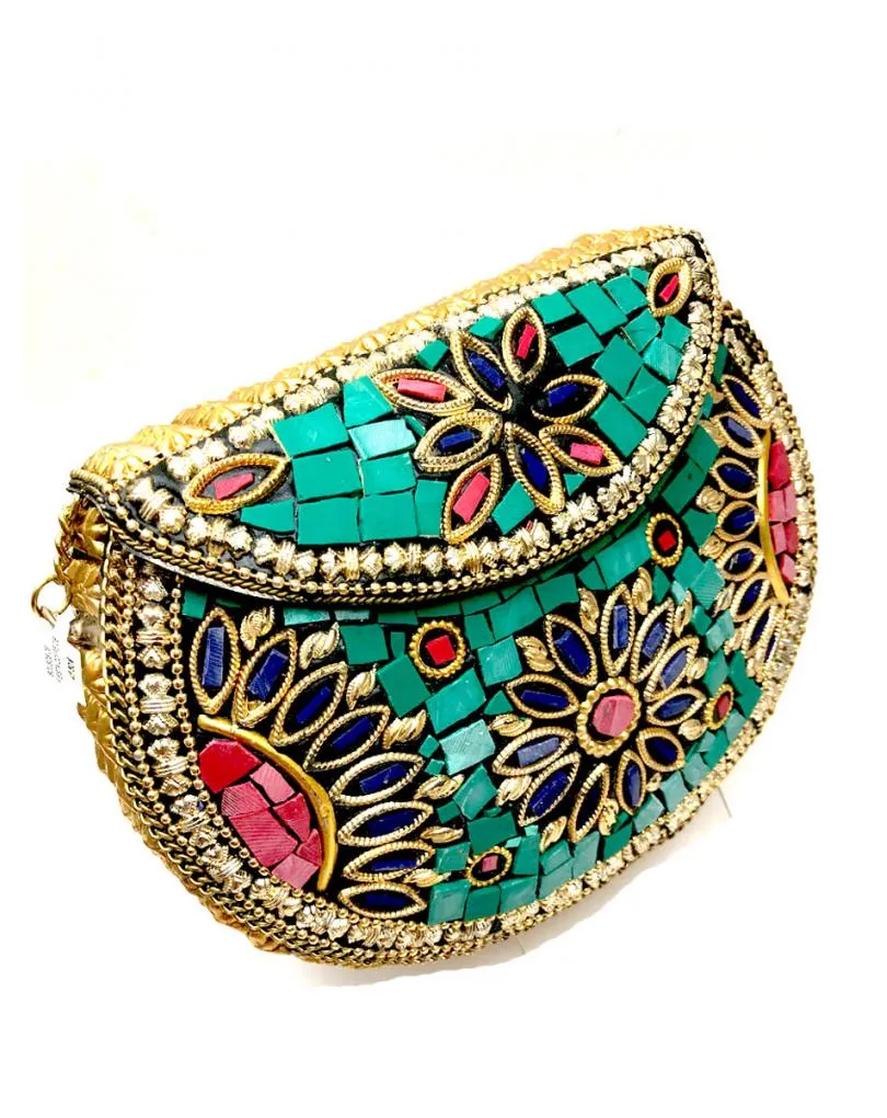 BOLSOS DE FIESTA TURQUESAS ORIGINAL COFRE DE MOSAICO