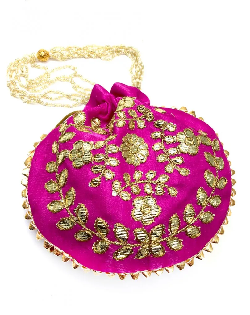 BOLSOS DE MUJER FUCSIAS CON PRECIOSA DECORACION DORADA