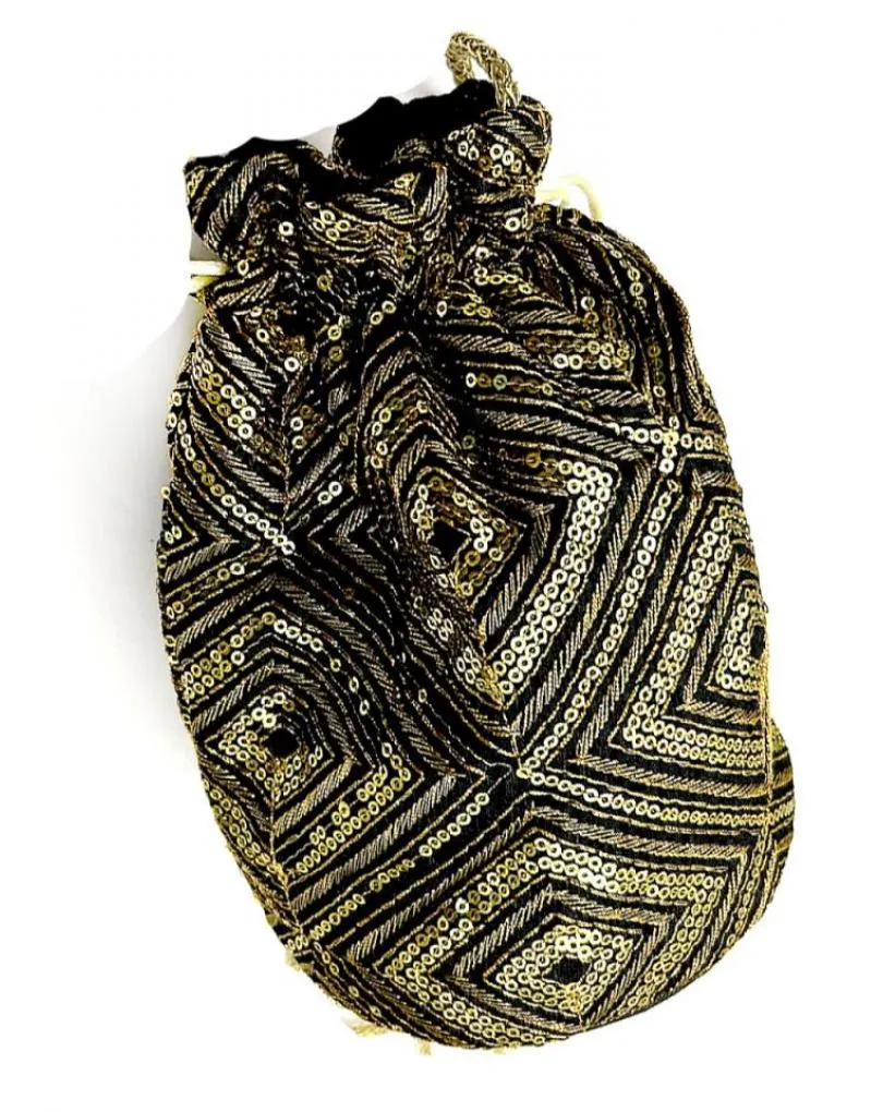 BOLSOS FIESTA ORIGINALES NEGROS CON LENTEJUELAS ORO BOMBONERAS