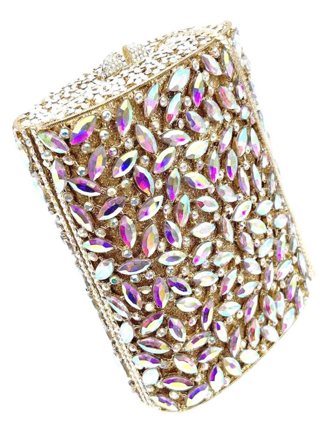 BOLSOS JOYA DORADOS CON PEDRERIA IRISADA PARA BODA