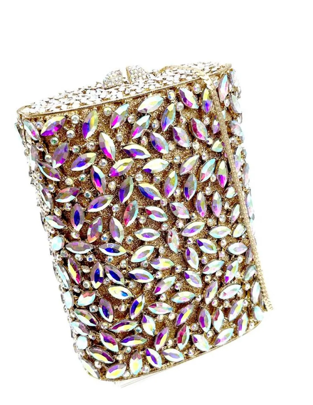 BOLSOS JOYA DORADOS CON PEDRERIA IRISADA PARA BODA