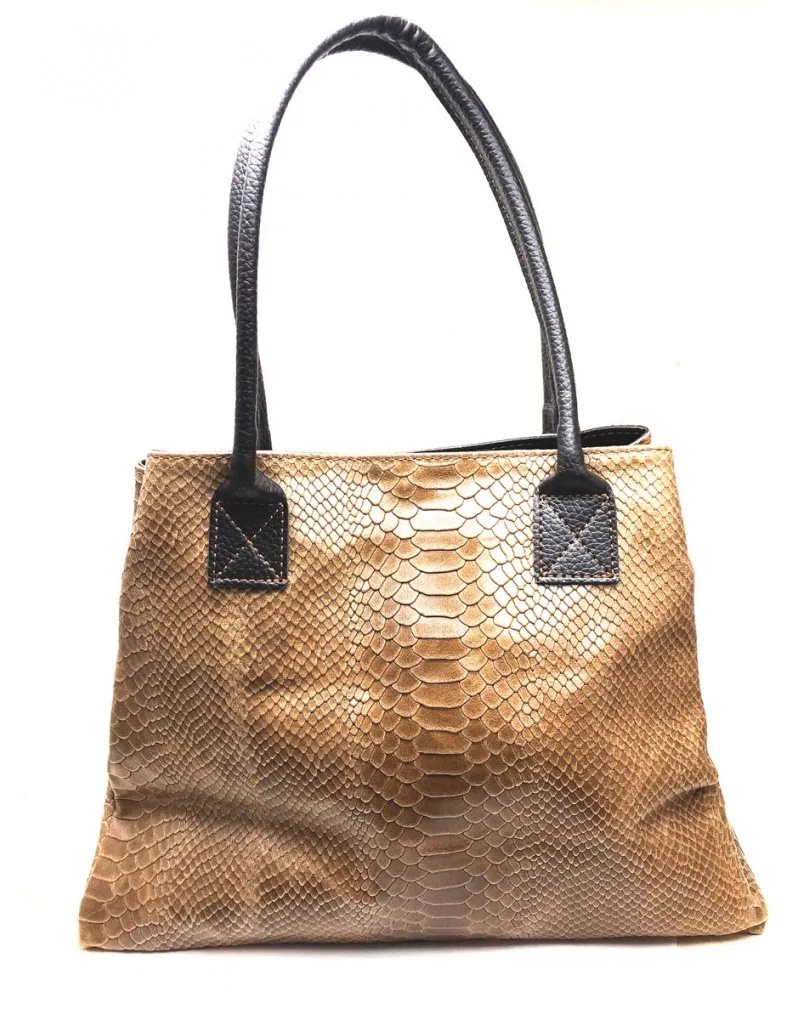 BOLSOS PIEL MARRONES CON ORIGINAL DIBUJO DE SERPIENTE