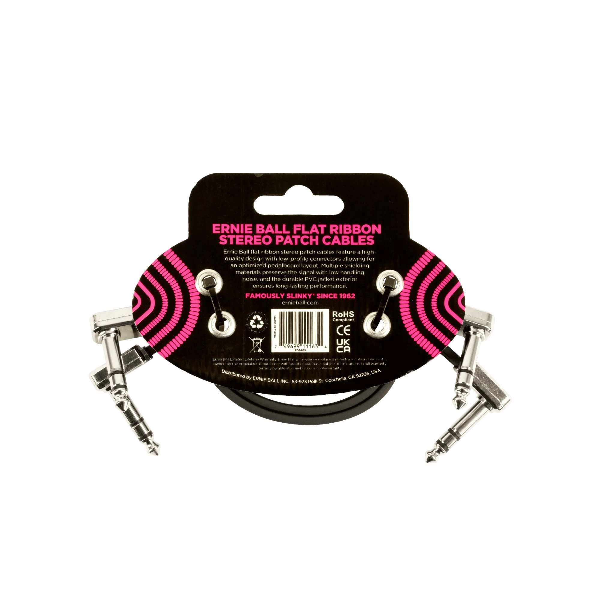 CABLE ERNIE BALL DE CONEXION ESTEREO PAQUETE DE 2 UNIDADES 