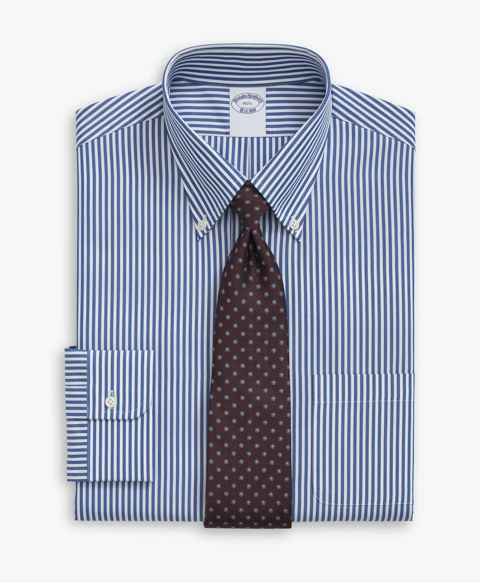 CAMISA DE ALGODóN A RAYAS AZULES NONIRON CORTE REGULAR CON CUELLO BUTTON DOWN
