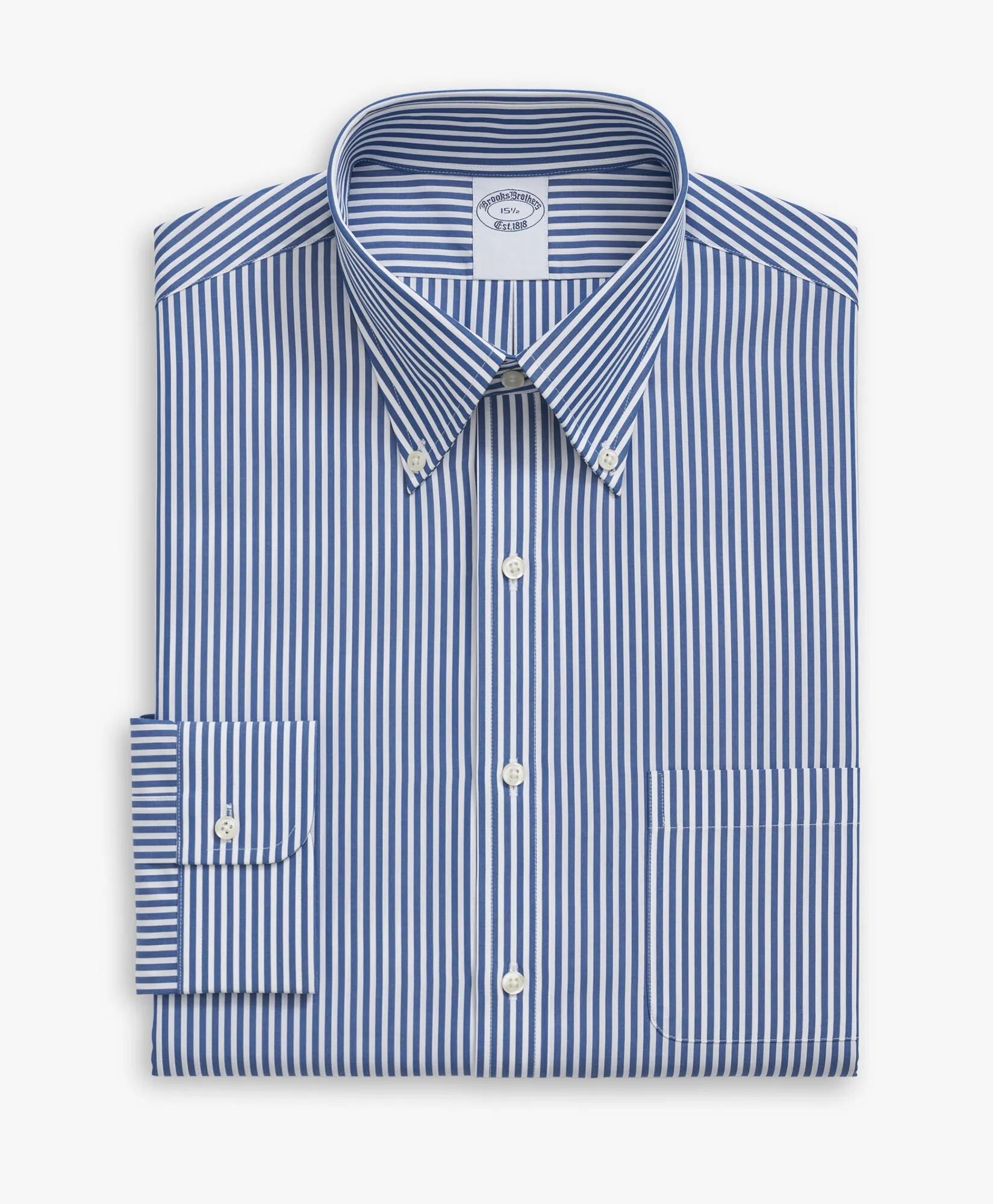 CAMISA DE ALGODóN A RAYAS AZULES NONIRON CORTE REGULAR CON CUELLO BUTTON DOWN