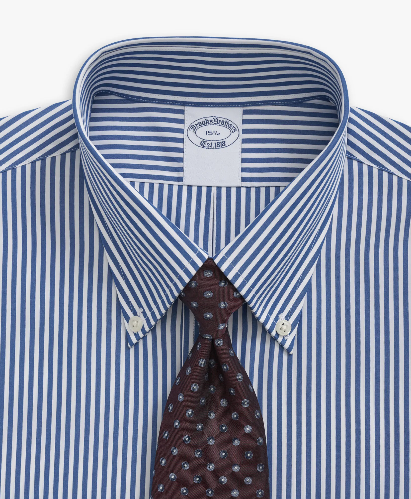 CAMISA DE ALGODóN A RAYAS AZULES NONIRON CORTE REGULAR CON CUELLO BUTTON DOWN