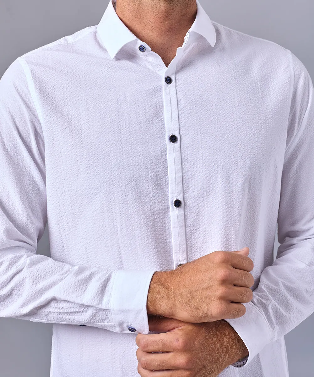 CAMISA MANGA LARGA PECHERA OJAL CLASSIC FIT BLANCO OI24