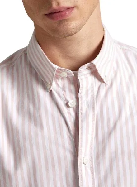 Camisa Pepe Jeans Pigdon Rayas Rosa Para Hombre