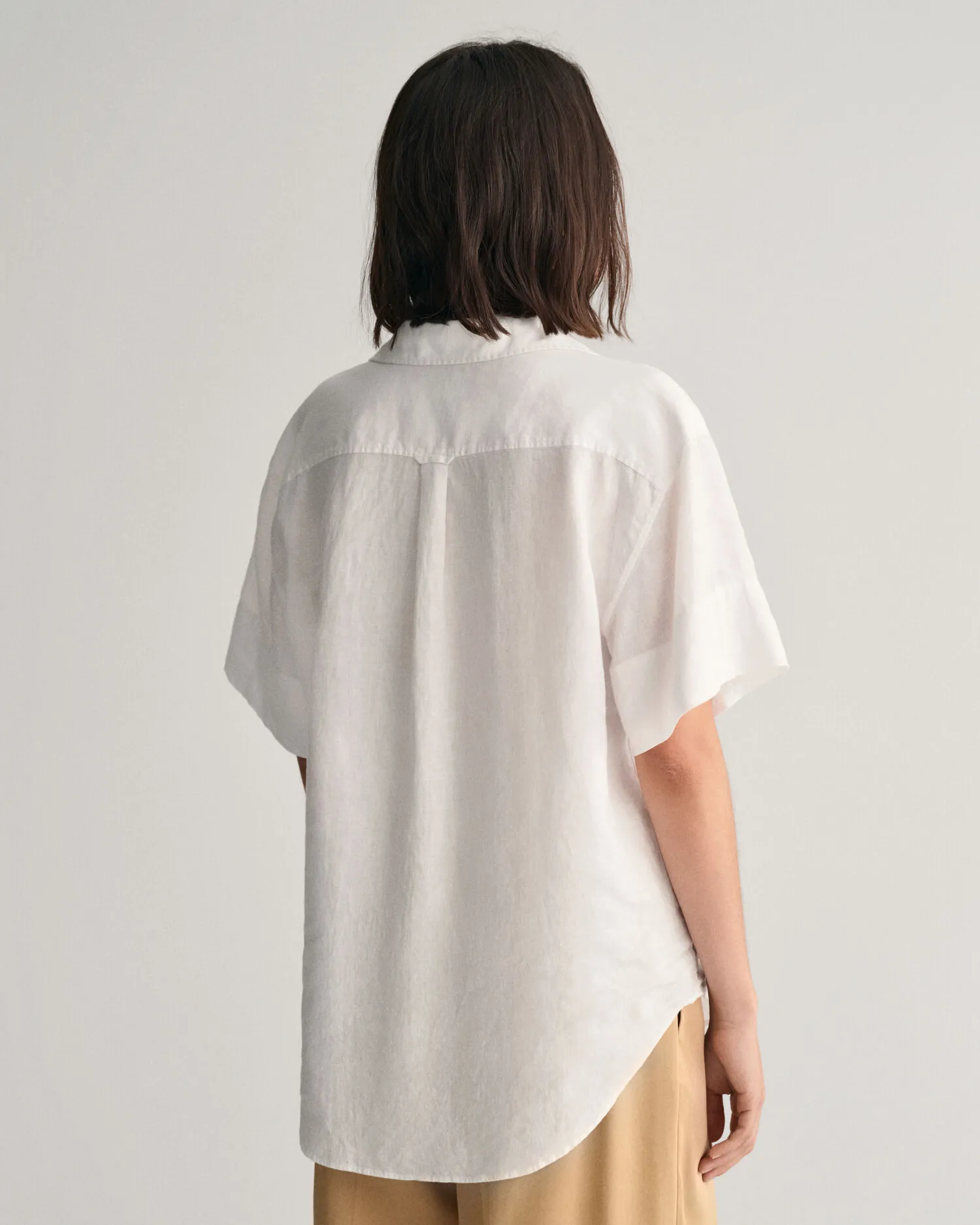 Camisa Relaxed Fit de manga corta Popover en lino