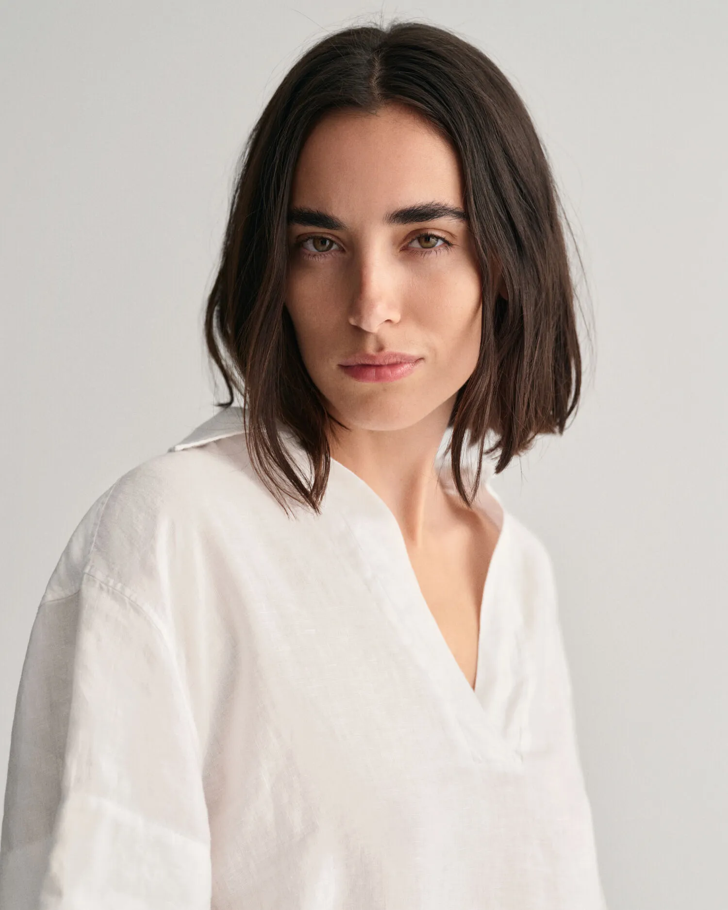 Camisa Relaxed Fit de manga corta Popover en lino