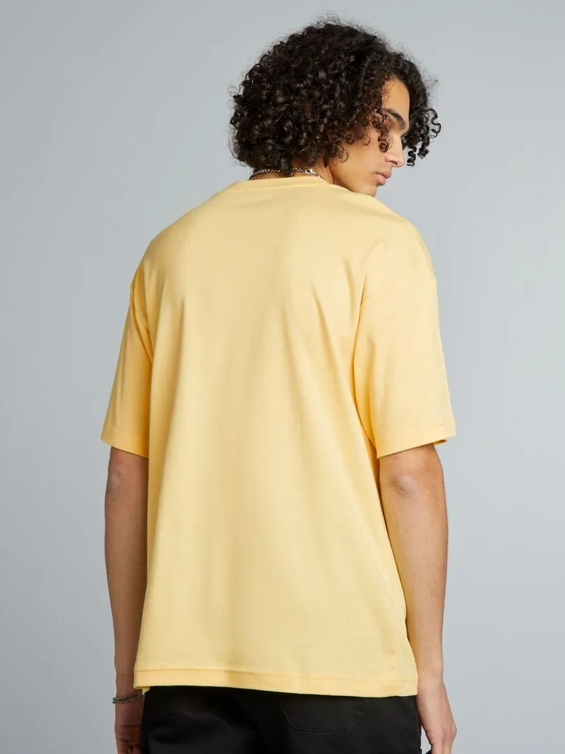 CAMISETA DE ALGODóN CON CUELLO REDONDO  AMARILLO