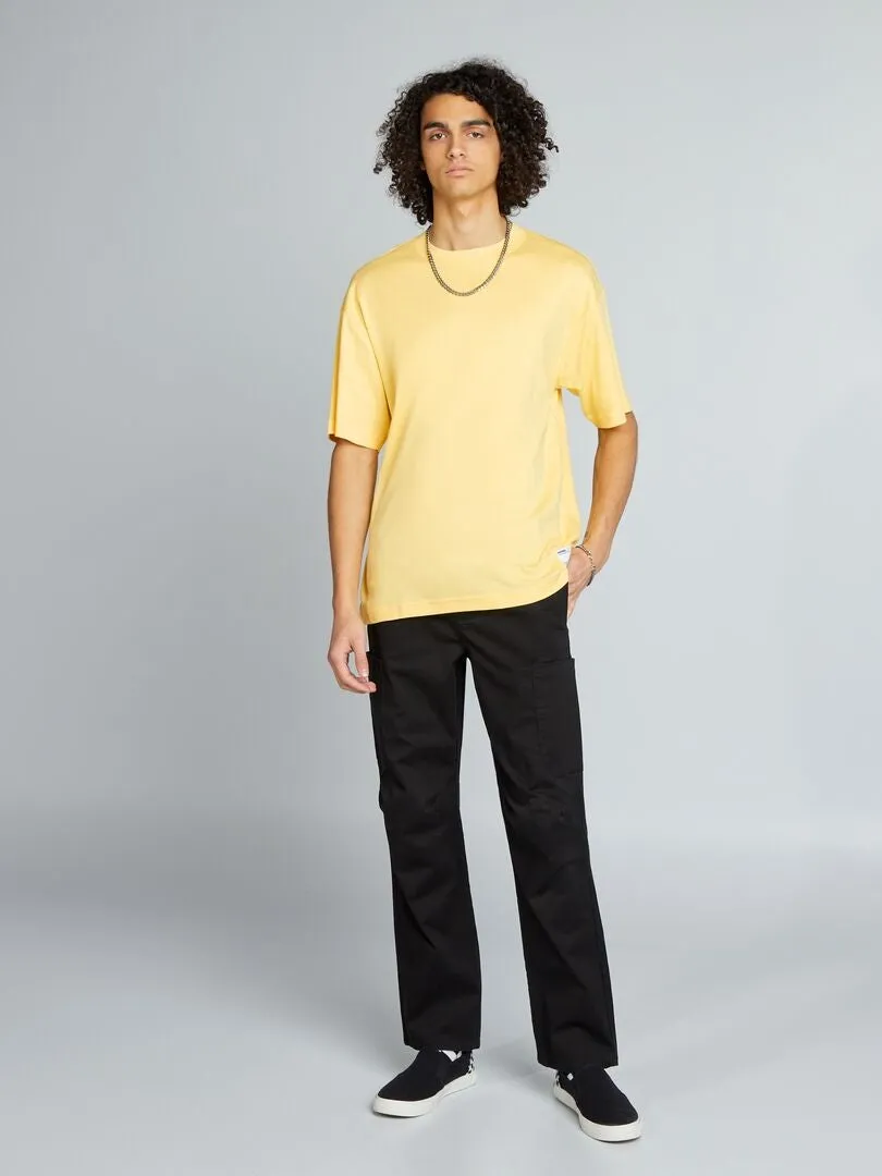 CAMISETA DE ALGODóN CON CUELLO REDONDO  AMARILLO