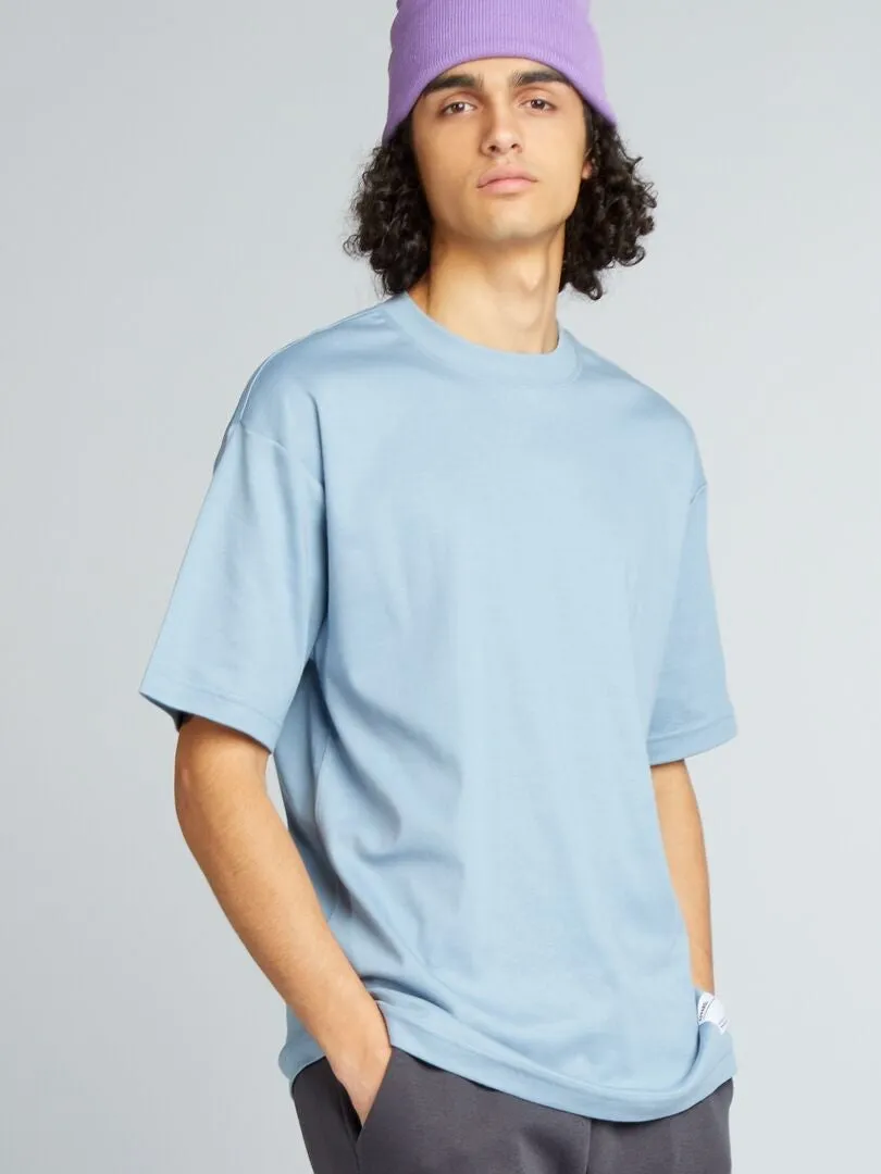 CAMISETA DE ALGODóN CON CUELLO REDONDO  AZUL