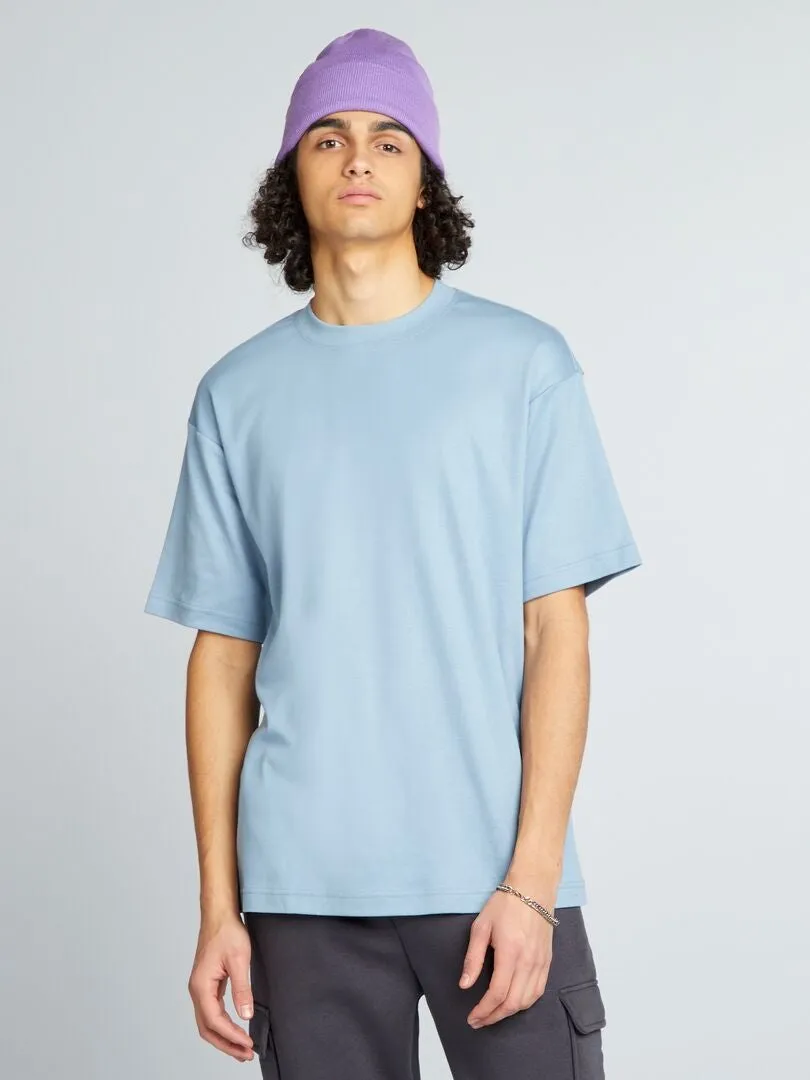 CAMISETA DE ALGODóN CON CUELLO REDONDO  AZUL