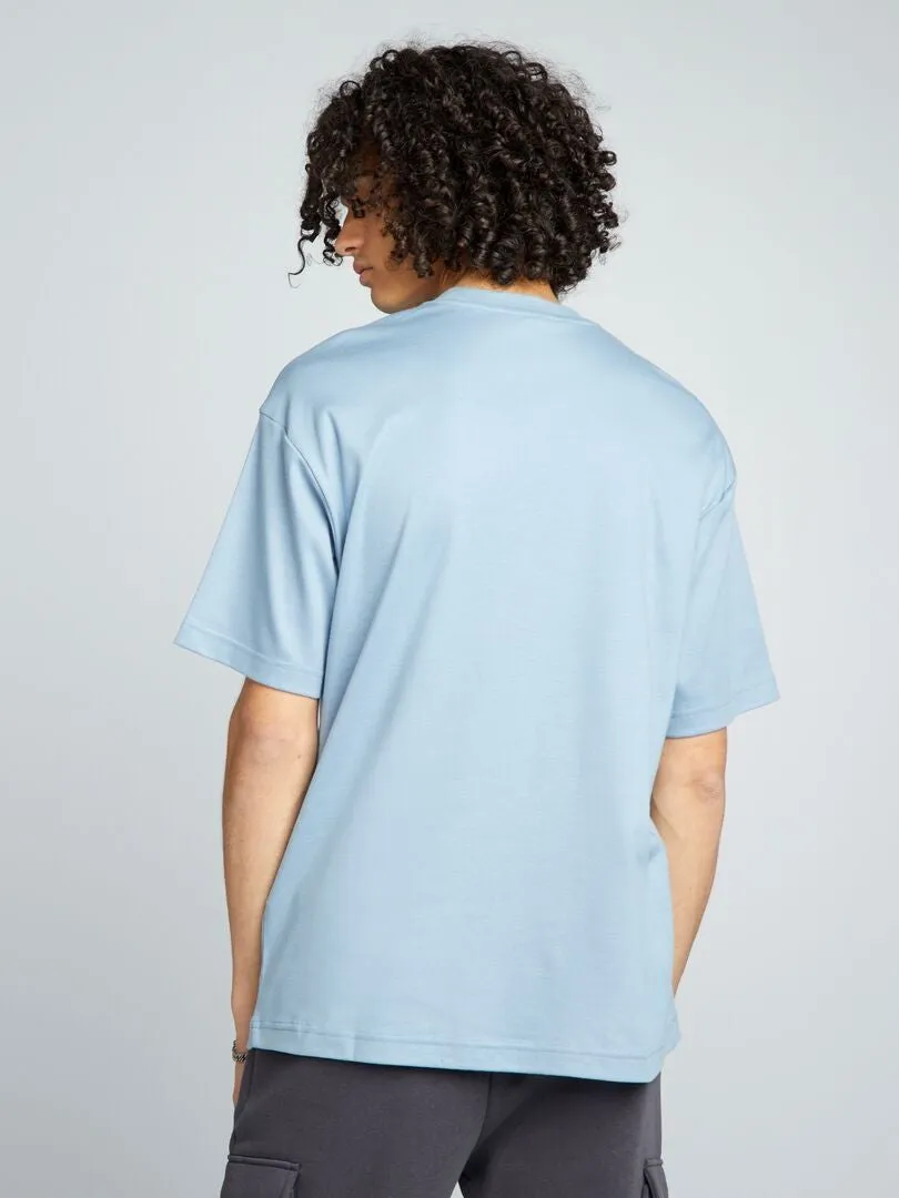 CAMISETA DE ALGODóN CON CUELLO REDONDO  AZUL
