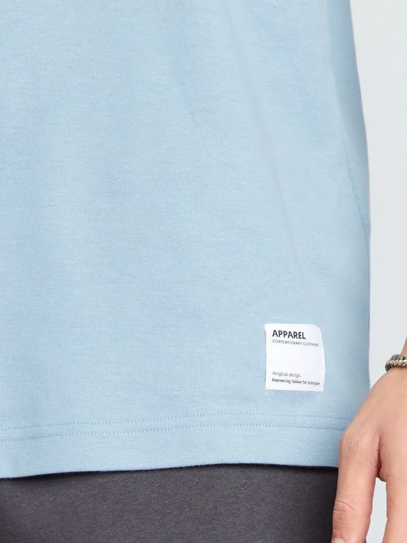 CAMISETA DE ALGODóN CON CUELLO REDONDO  AZUL