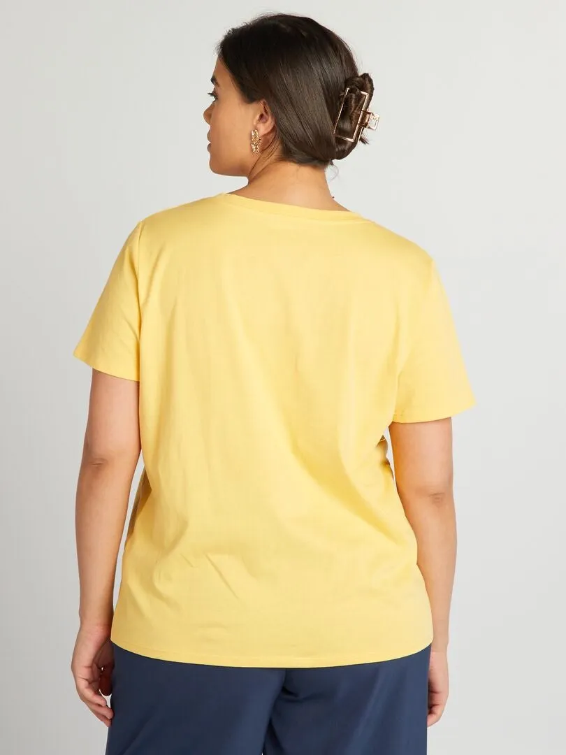 CAMISETA DE ALGODóN CON ESTAMPADO  AMARILLO