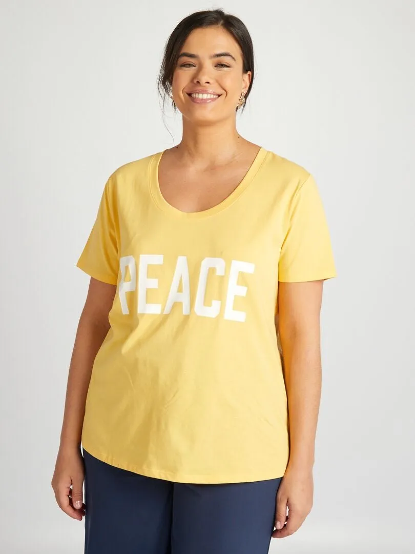 CAMISETA DE ALGODóN CON ESTAMPADO  AMARILLO