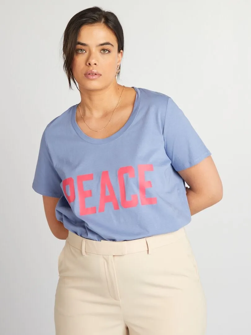 CAMISETA DE ALGODóN CON ESTAMPADO  AZUL