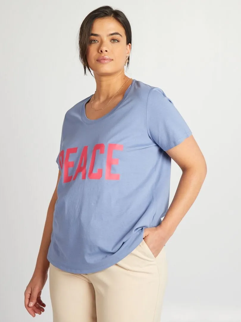 CAMISETA DE ALGODóN CON ESTAMPADO  AZUL