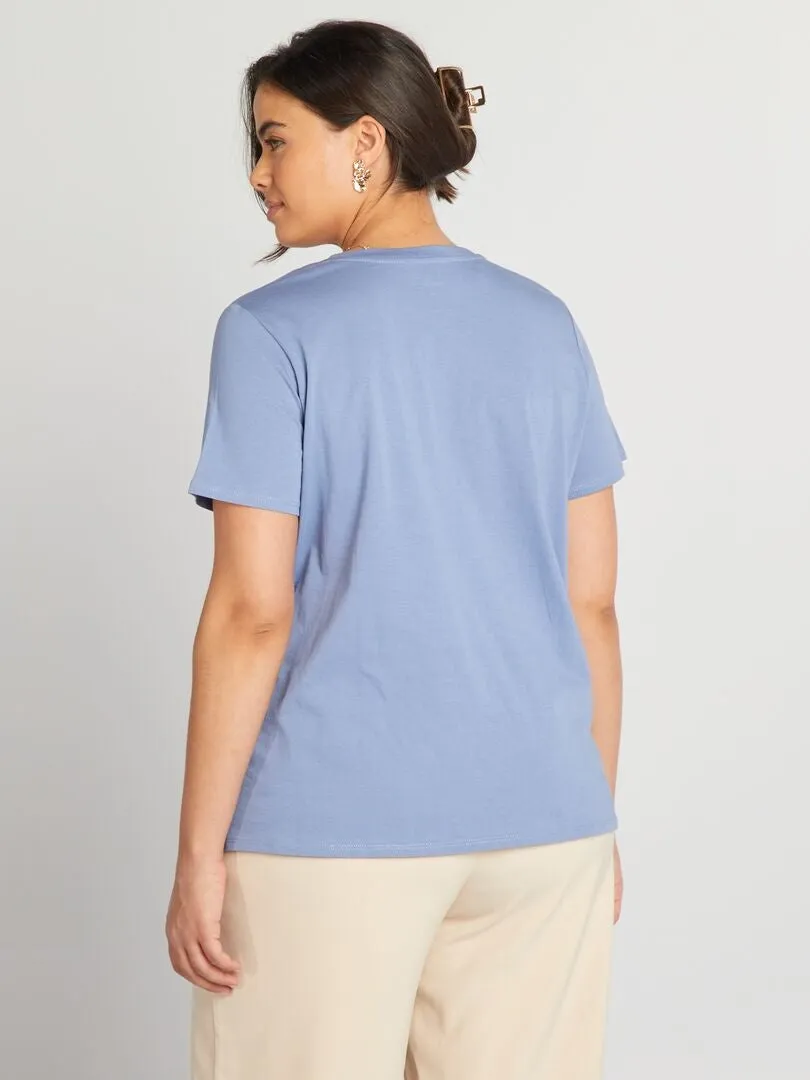 CAMISETA DE ALGODóN CON ESTAMPADO  AZUL