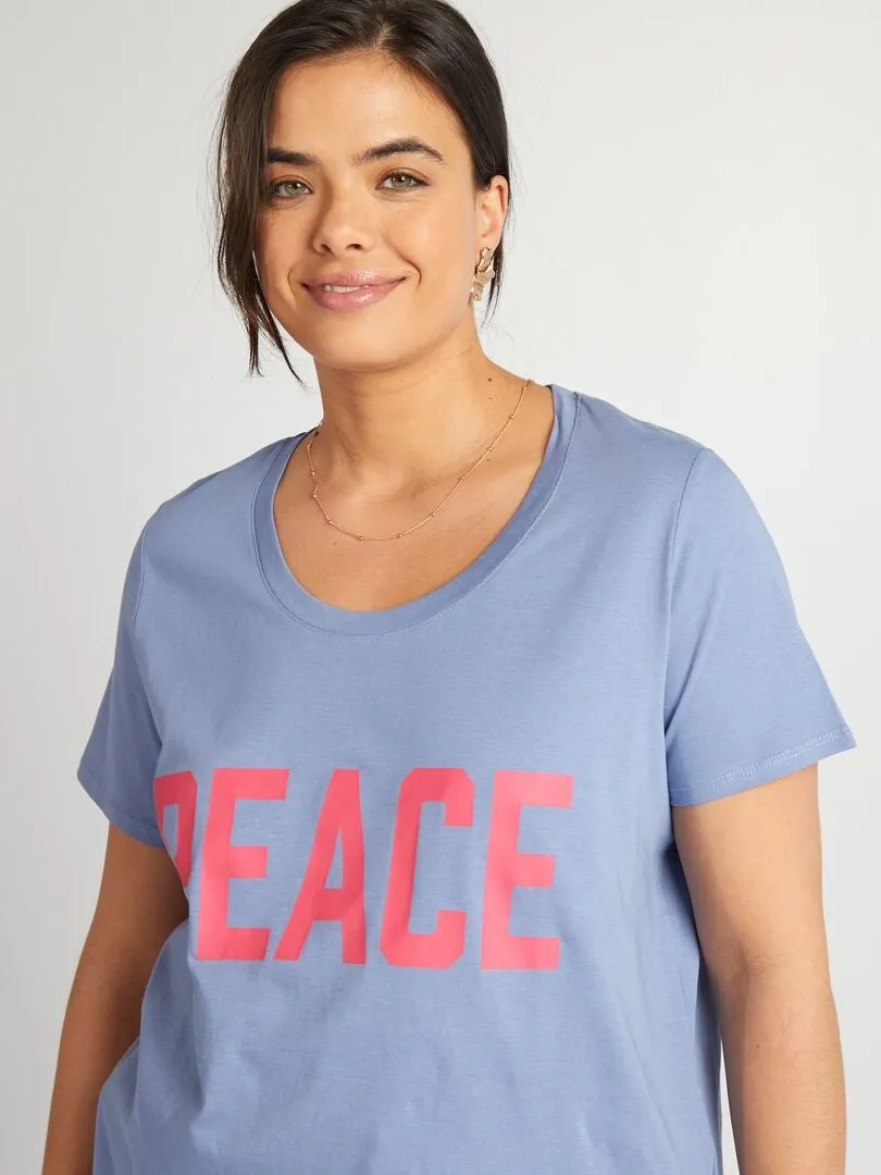 CAMISETA DE ALGODóN CON ESTAMPADO  AZUL