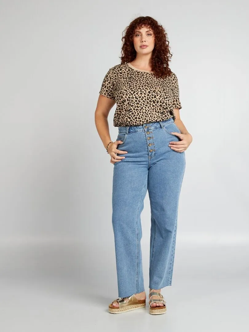CAMISETA DE ALGODóN CON ESTAMPADO  BEIGE