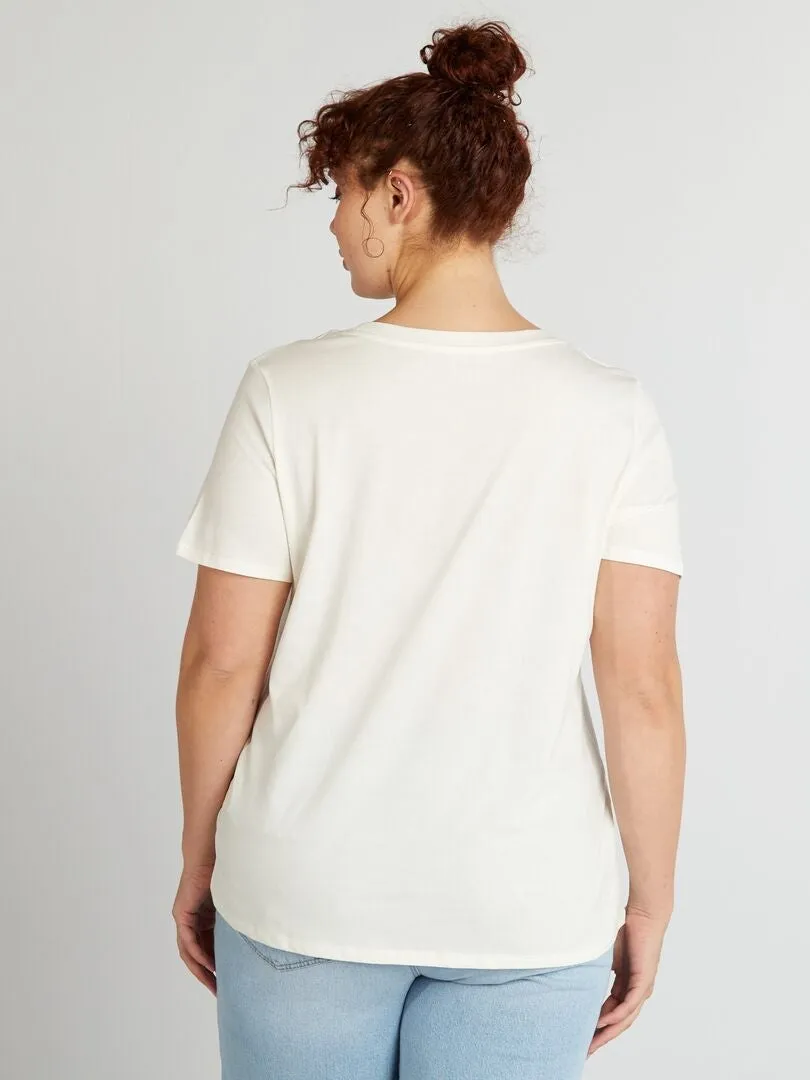 CAMISETA DE ALGODóN CON ESTAMPADO  BLANCO
