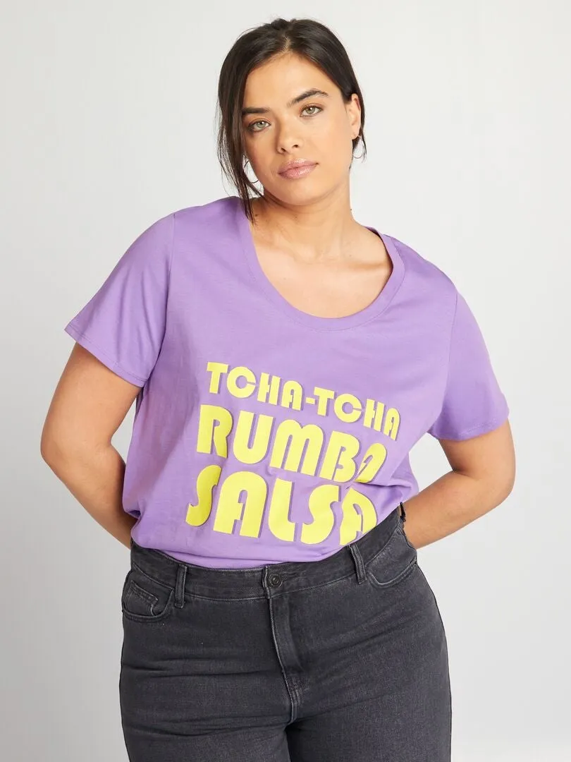 CAMISETA DE ALGODóN CON ESTAMPADO  PURPURA