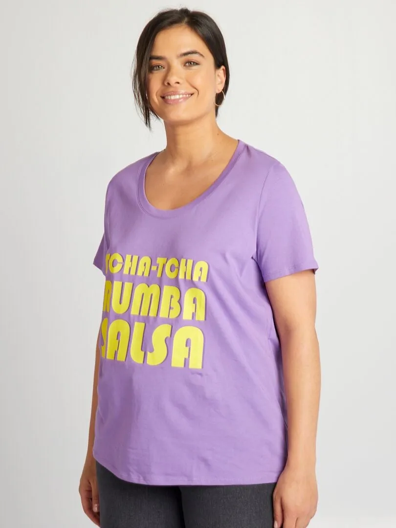 CAMISETA DE ALGODóN CON ESTAMPADO  PURPURA