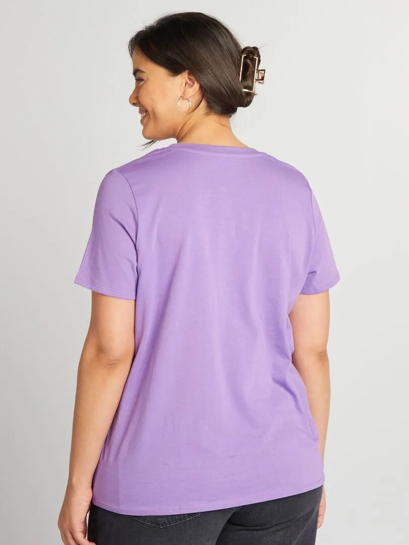 CAMISETA DE ALGODóN CON ESTAMPADO  PURPURA