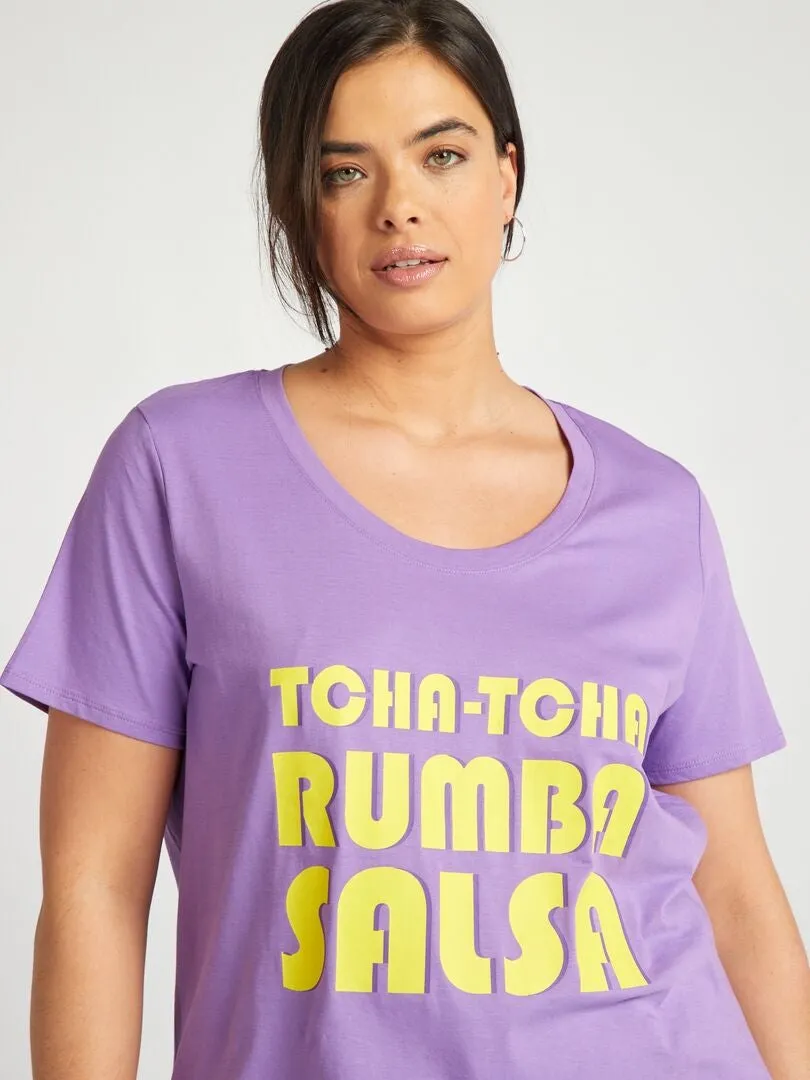 CAMISETA DE ALGODóN CON ESTAMPADO  PURPURA
