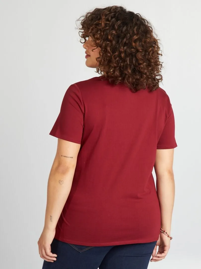 CAMISETA DE ALGODóN CON ESTAMPADO  ROJO