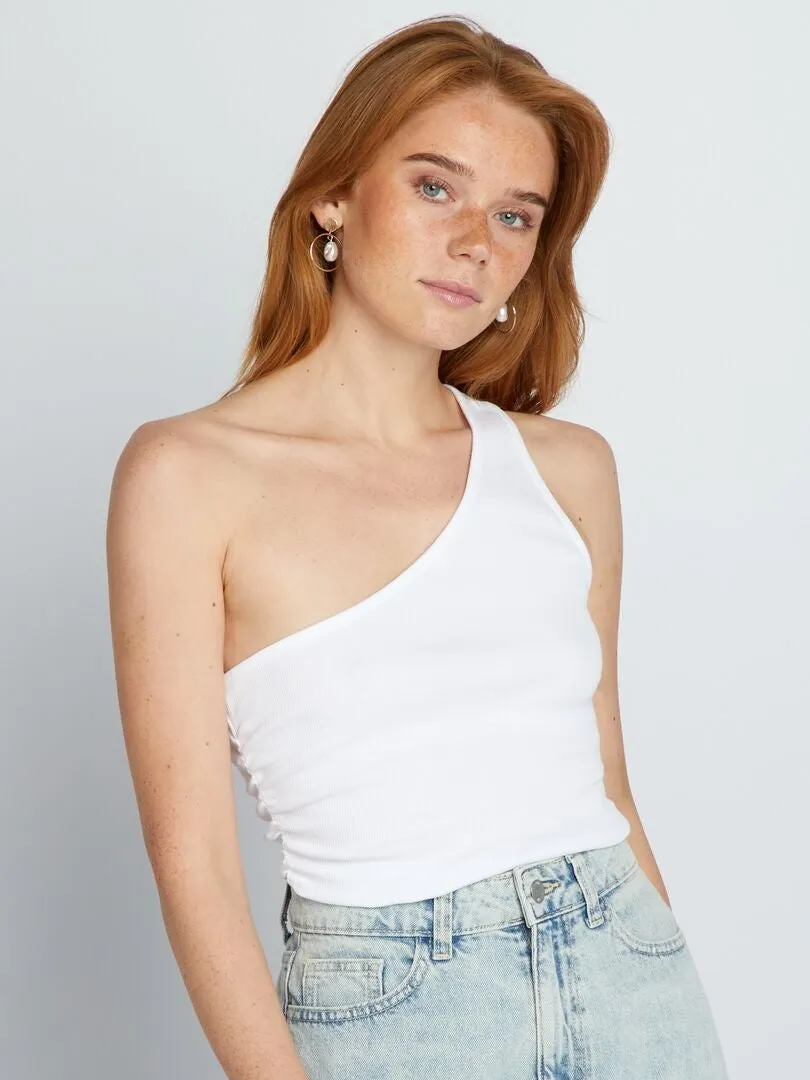 CAMISETA DE CANALé CON TIRANTE ASIMéTRICO  BLANCO