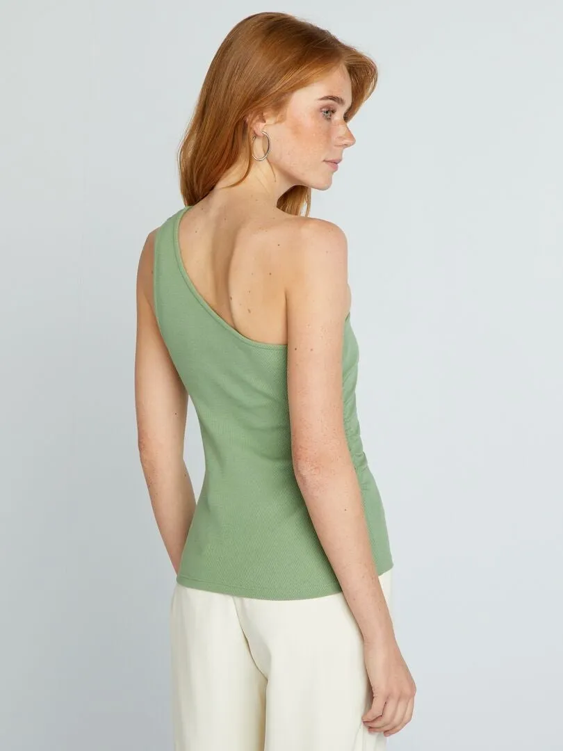 CAMISETA DE CANALé CON TIRANTE ASIMéTRICO  VERDE