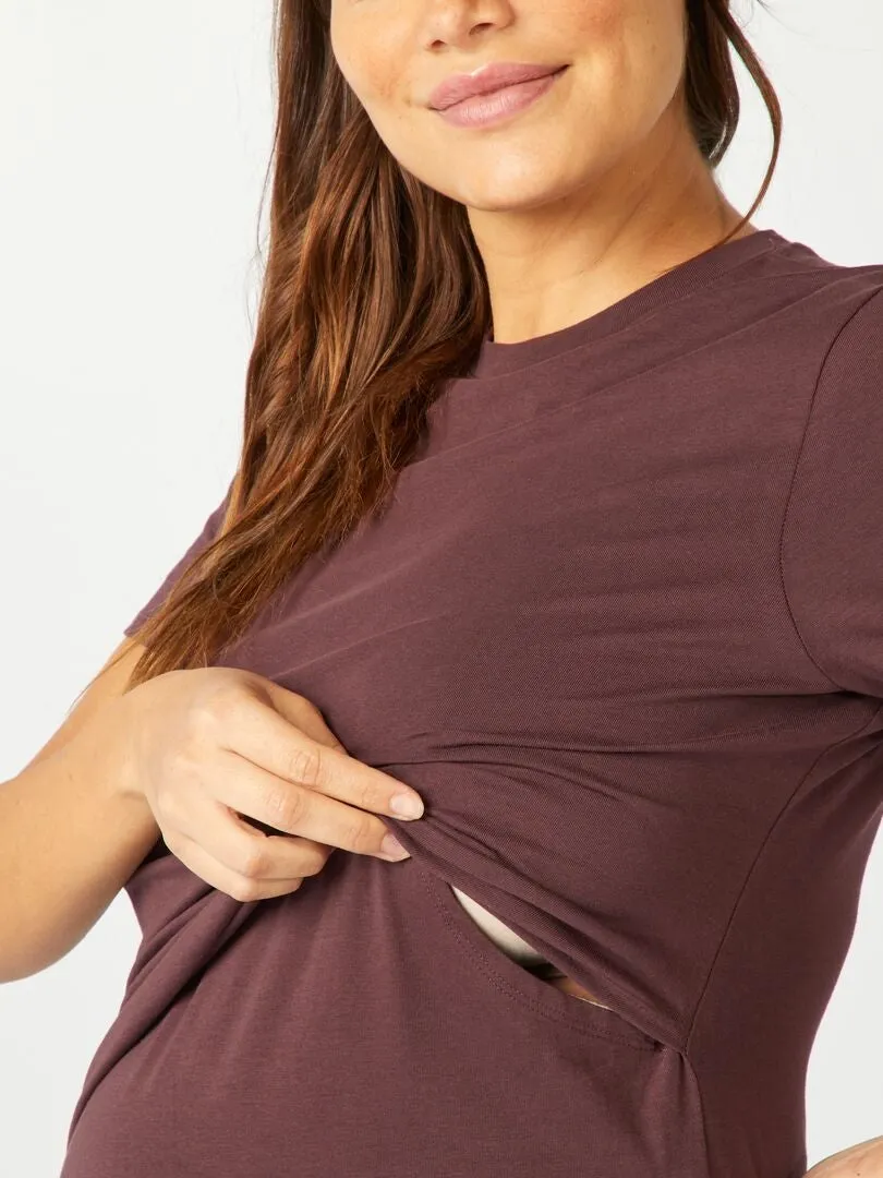 CAMISETA DE LACTANCIA CRUZADA  PURPURA