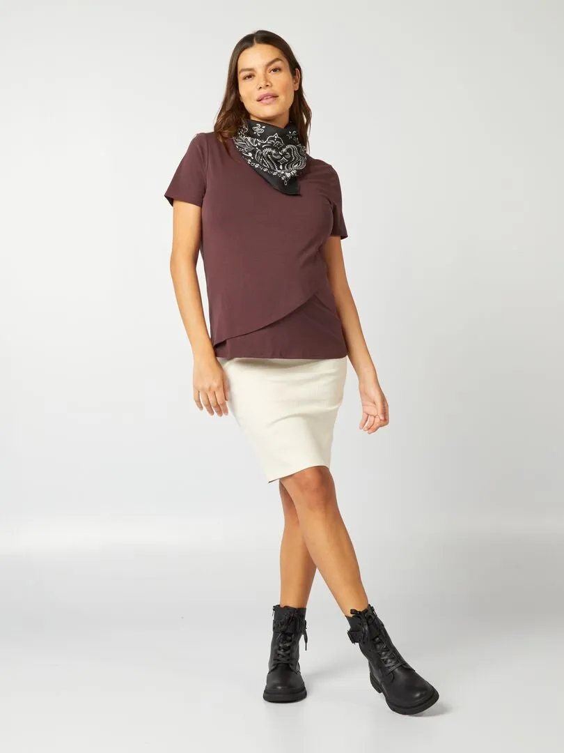 CAMISETA DE LACTANCIA CRUZADA  PURPURA
