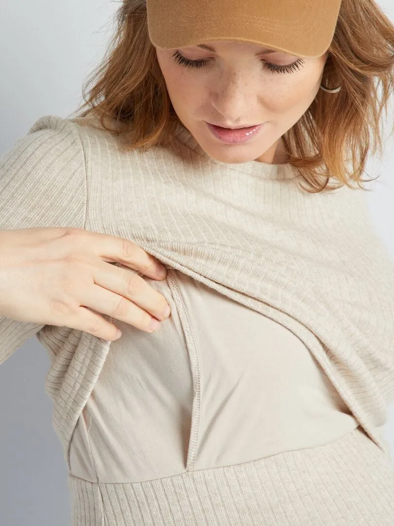 CAMISETA DE LACTANCIA DE CANALé  BEIGE