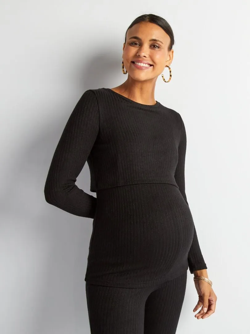 CAMISETA DE LACTANCIA DE CANALé  NEGRO