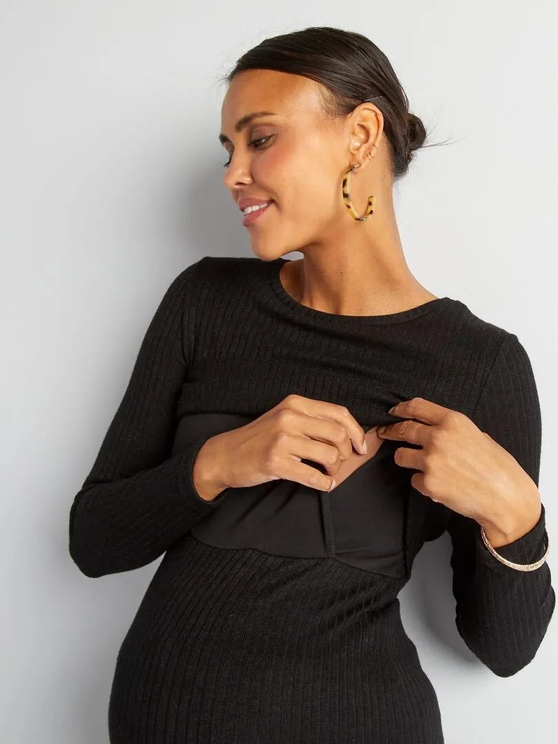 CAMISETA DE LACTANCIA DE CANALé  NEGRO