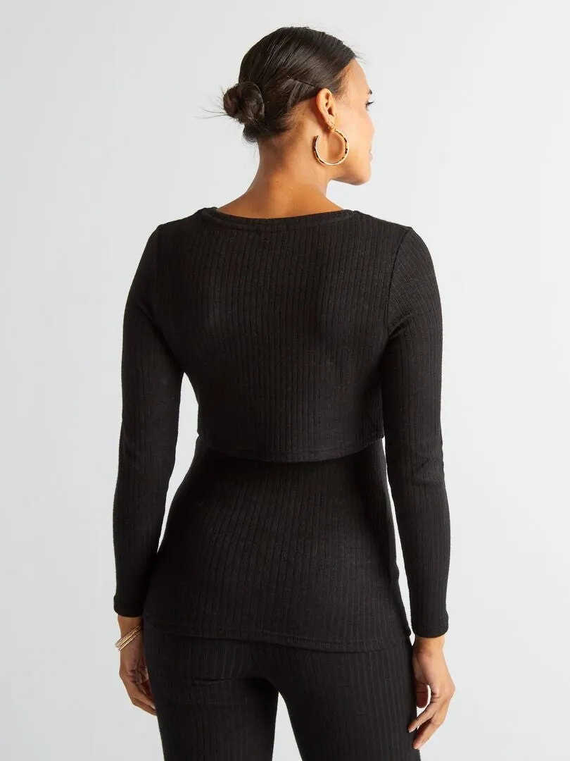 CAMISETA DE LACTANCIA DE CANALé  NEGRO