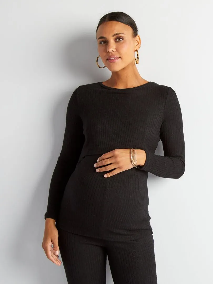 CAMISETA DE LACTANCIA DE CANALé  NEGRO
