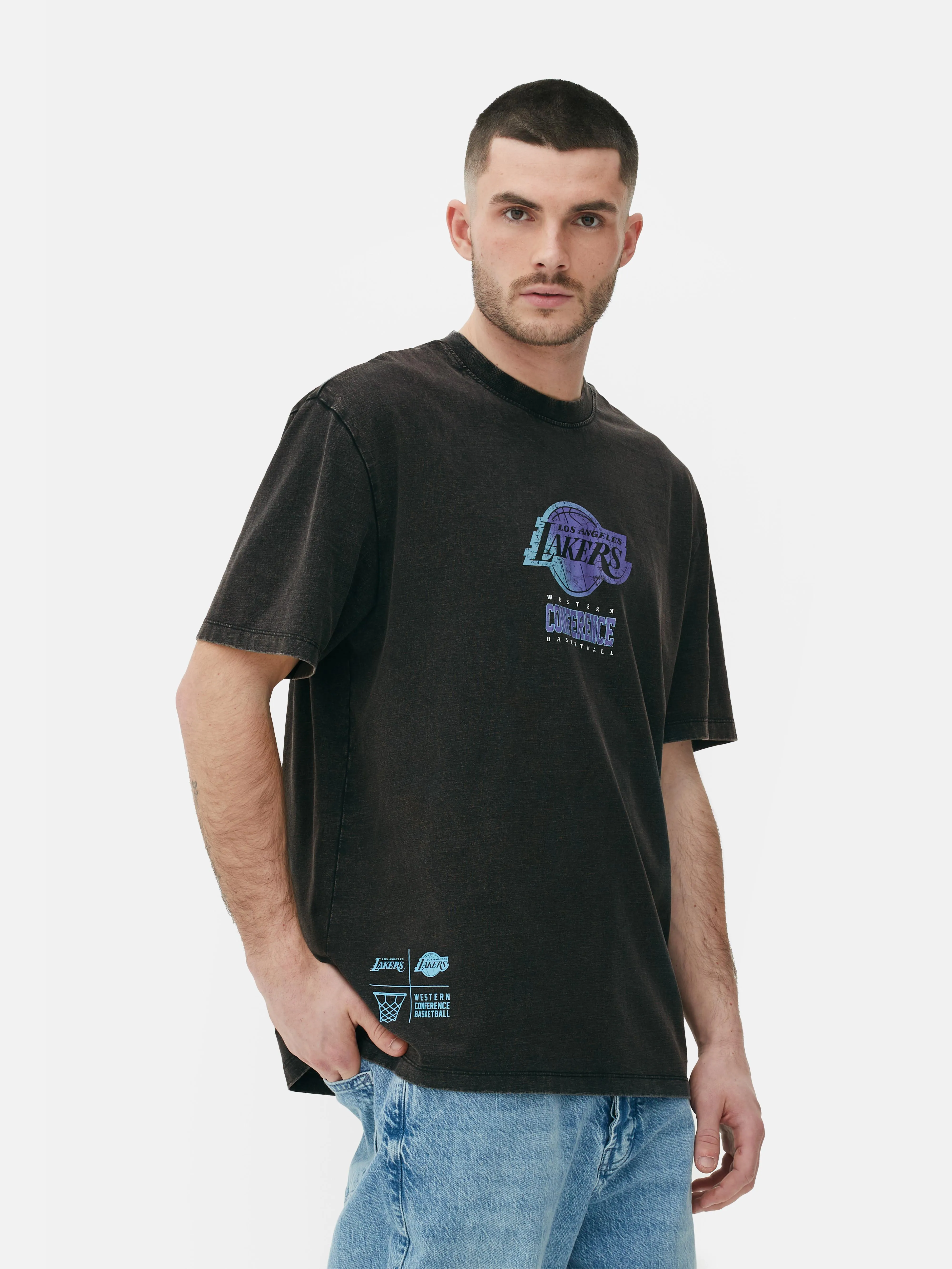 Camiseta de Los Lakers de la NBA con lavado al ácido