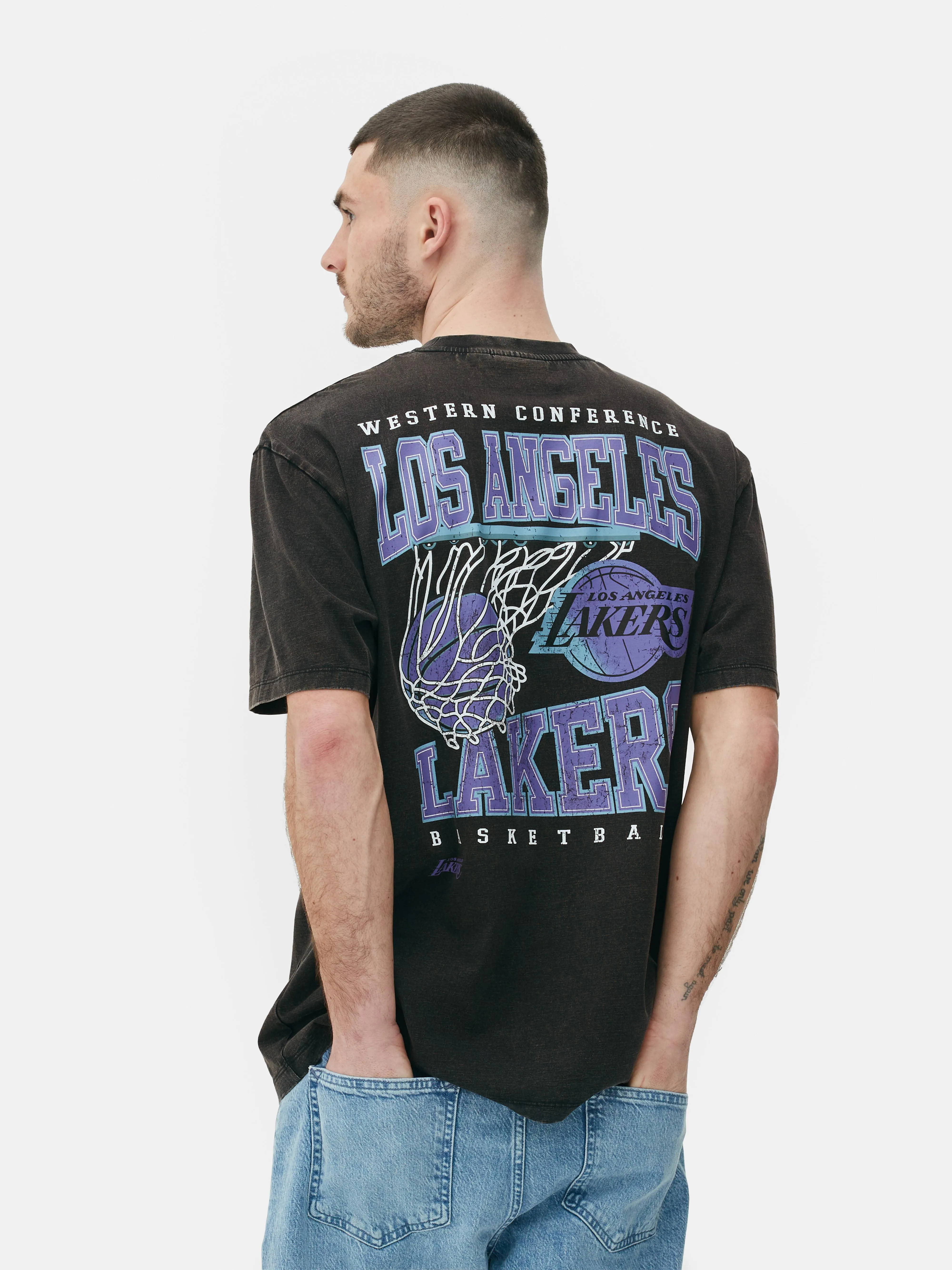 Camiseta de Los Lakers de la NBA con lavado al ácido