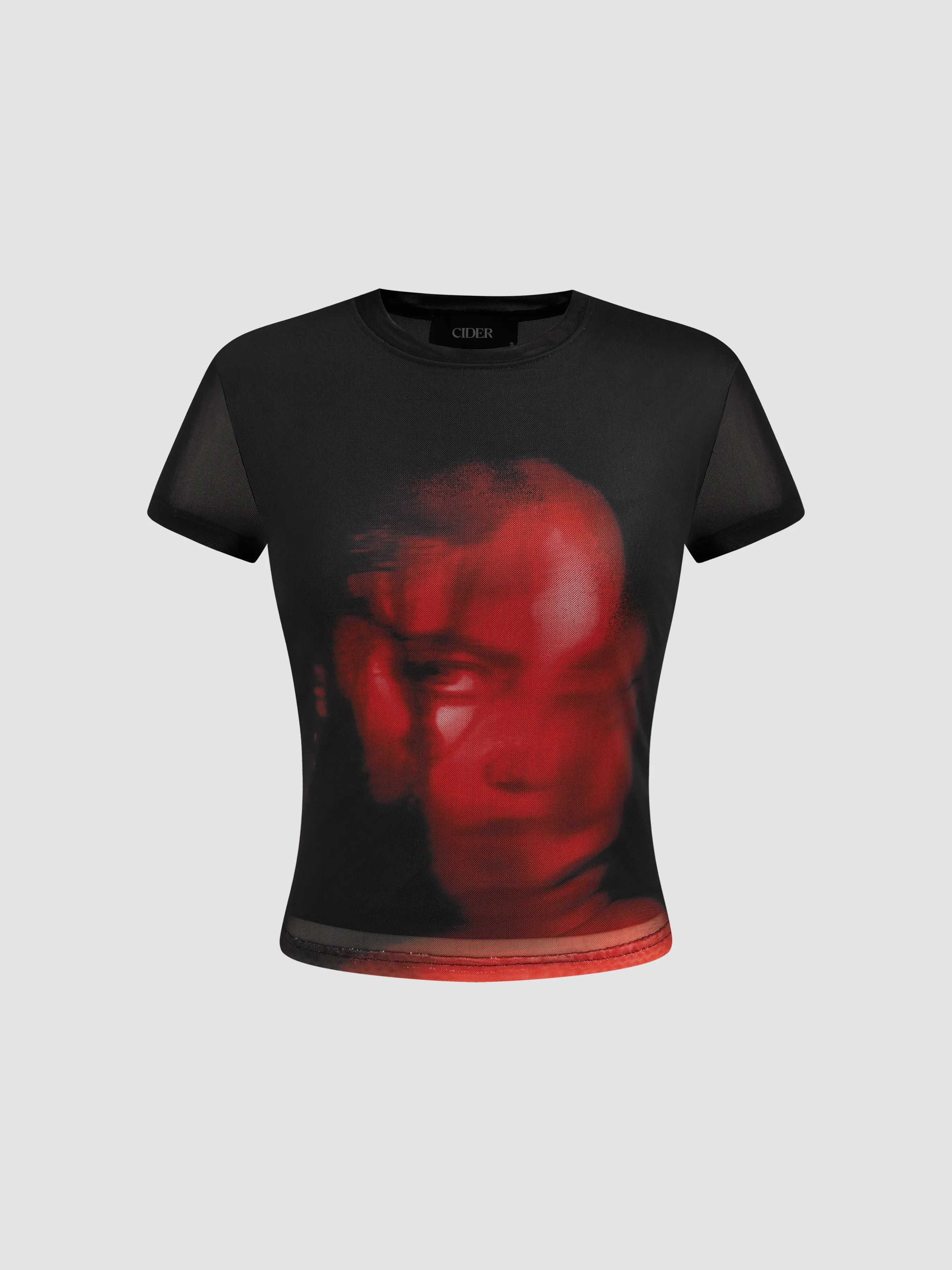 Camiseta de manga corta con gráfico abstracto y cuello redondo