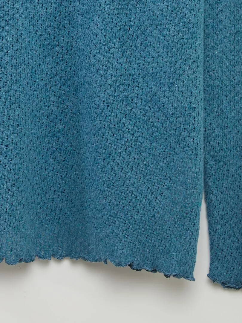 CAMISETA DE PUNTO CALADO  AZUL