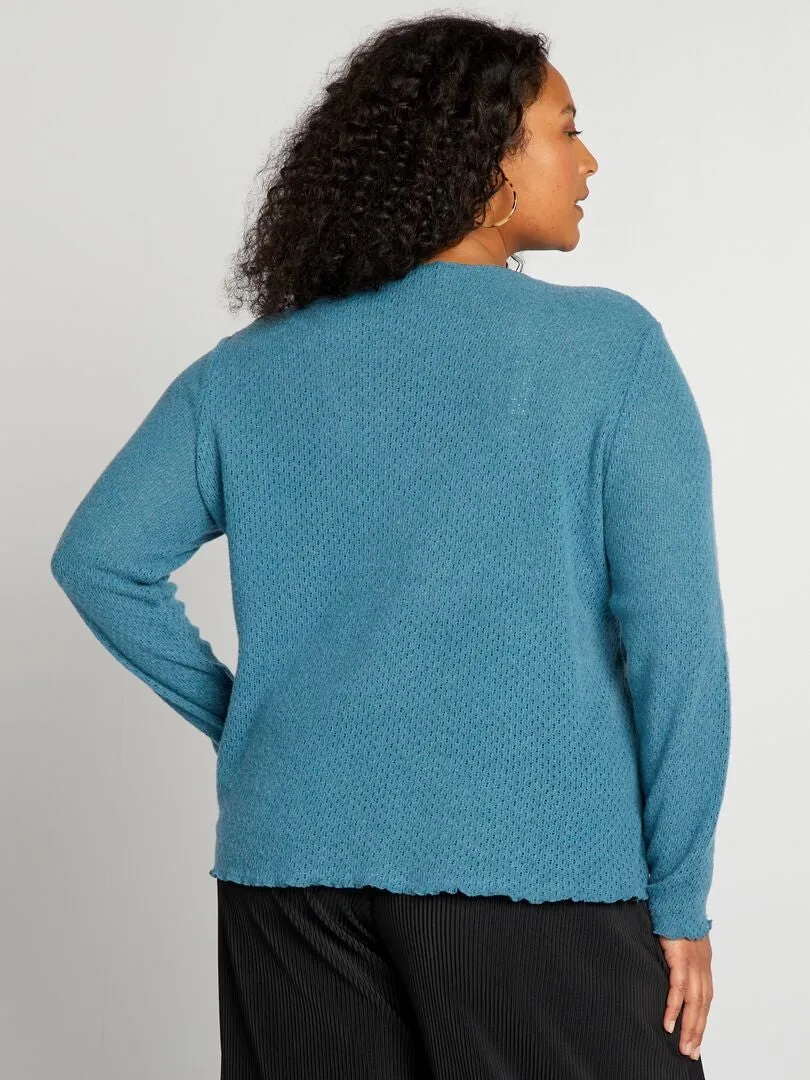 CAMISETA DE PUNTO CALADO  AZUL